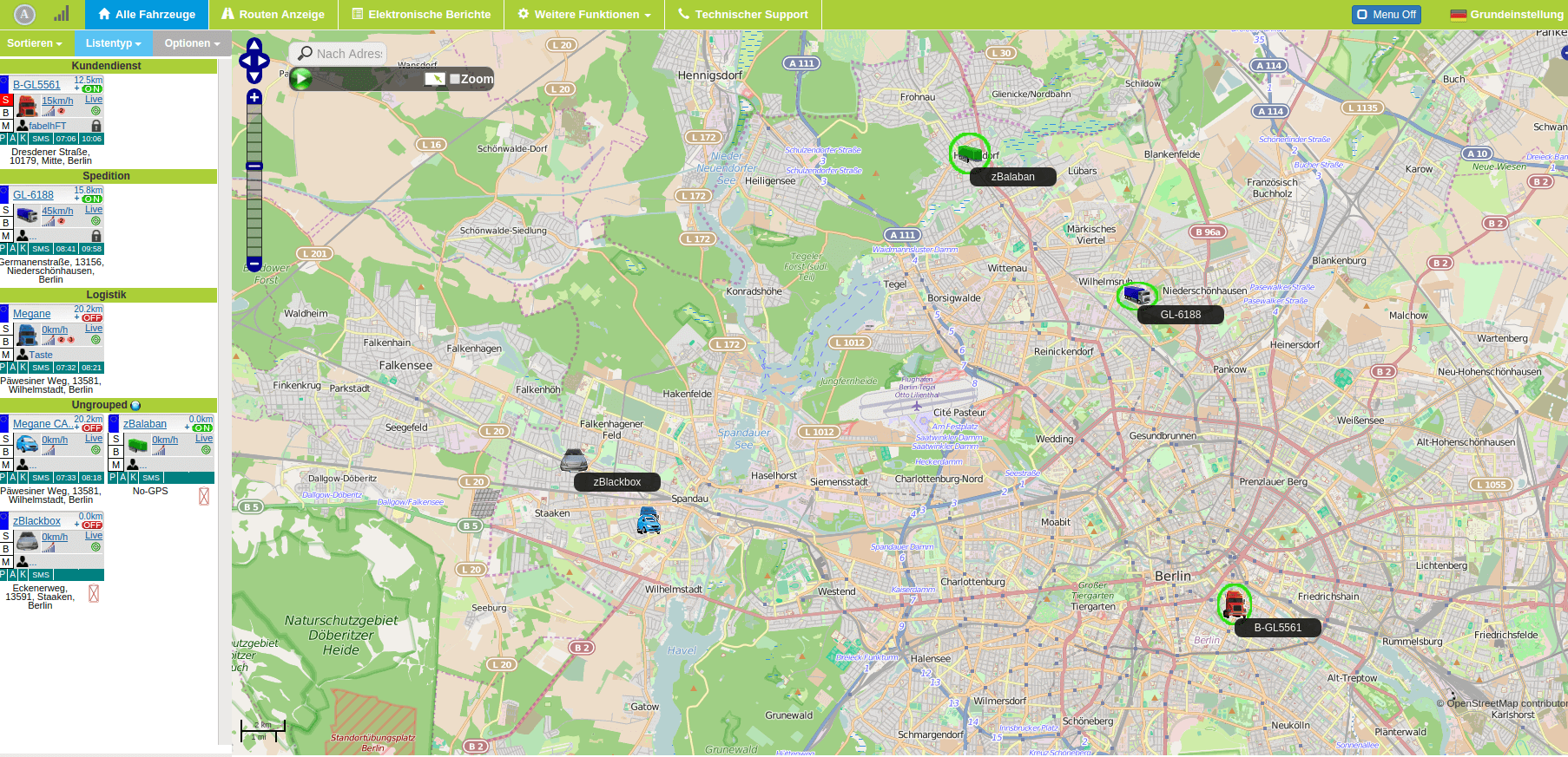 Unsere GPS Fahrzeugortungsfunktionen