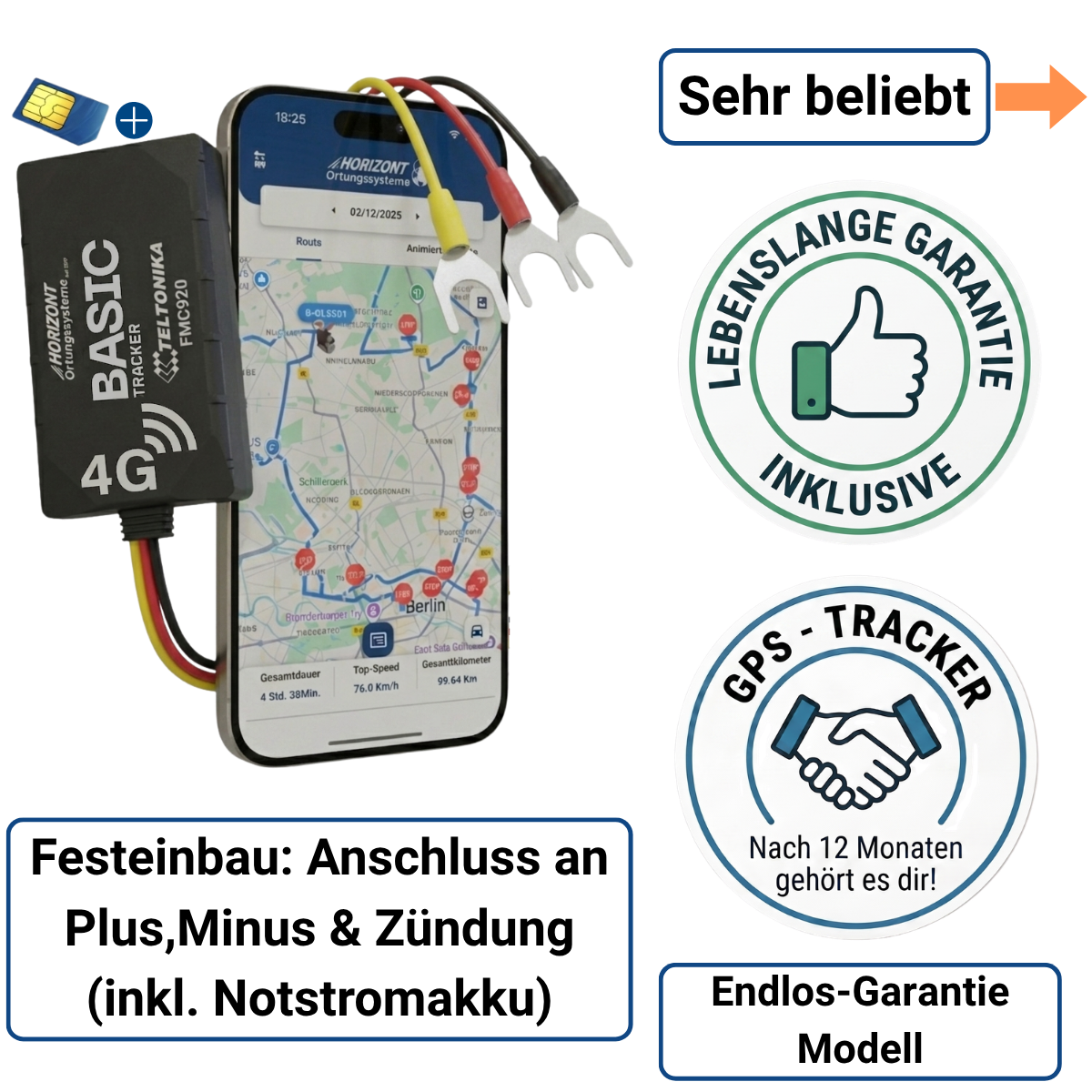 GPS Vehicle Tracker 4G - Basic Model - Endless Warranty Model - GPS Tracker für Fahrzeuge