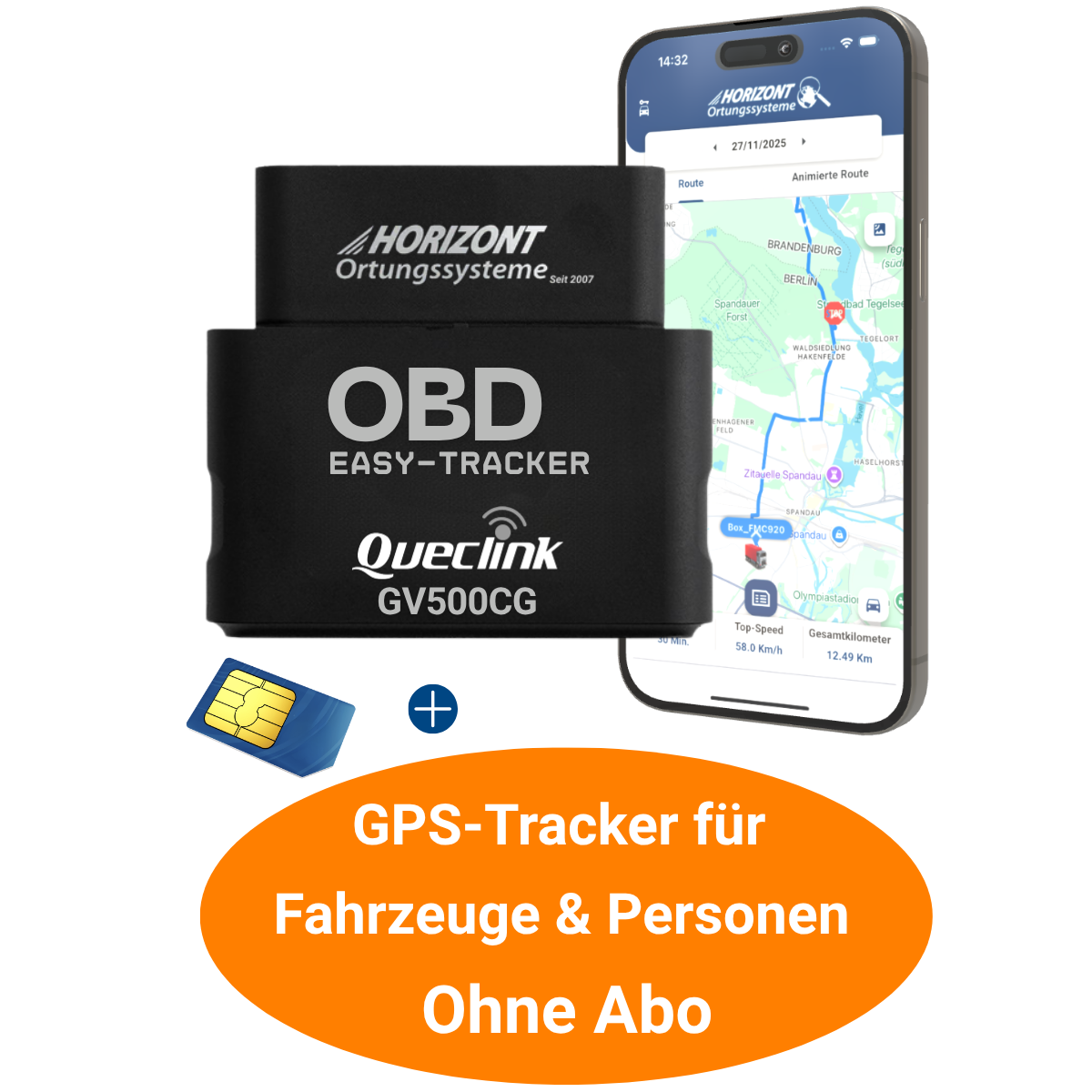 OBD 4G Plug & Play | incl. 12-Month License - GPS Tracker für Fahrzeuge
