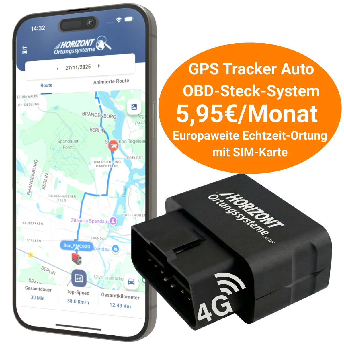 GPS Tracker OBD Model – 4G LTE Plug & Play für PKW & Transporter | Queclink GV500CG - resim 1